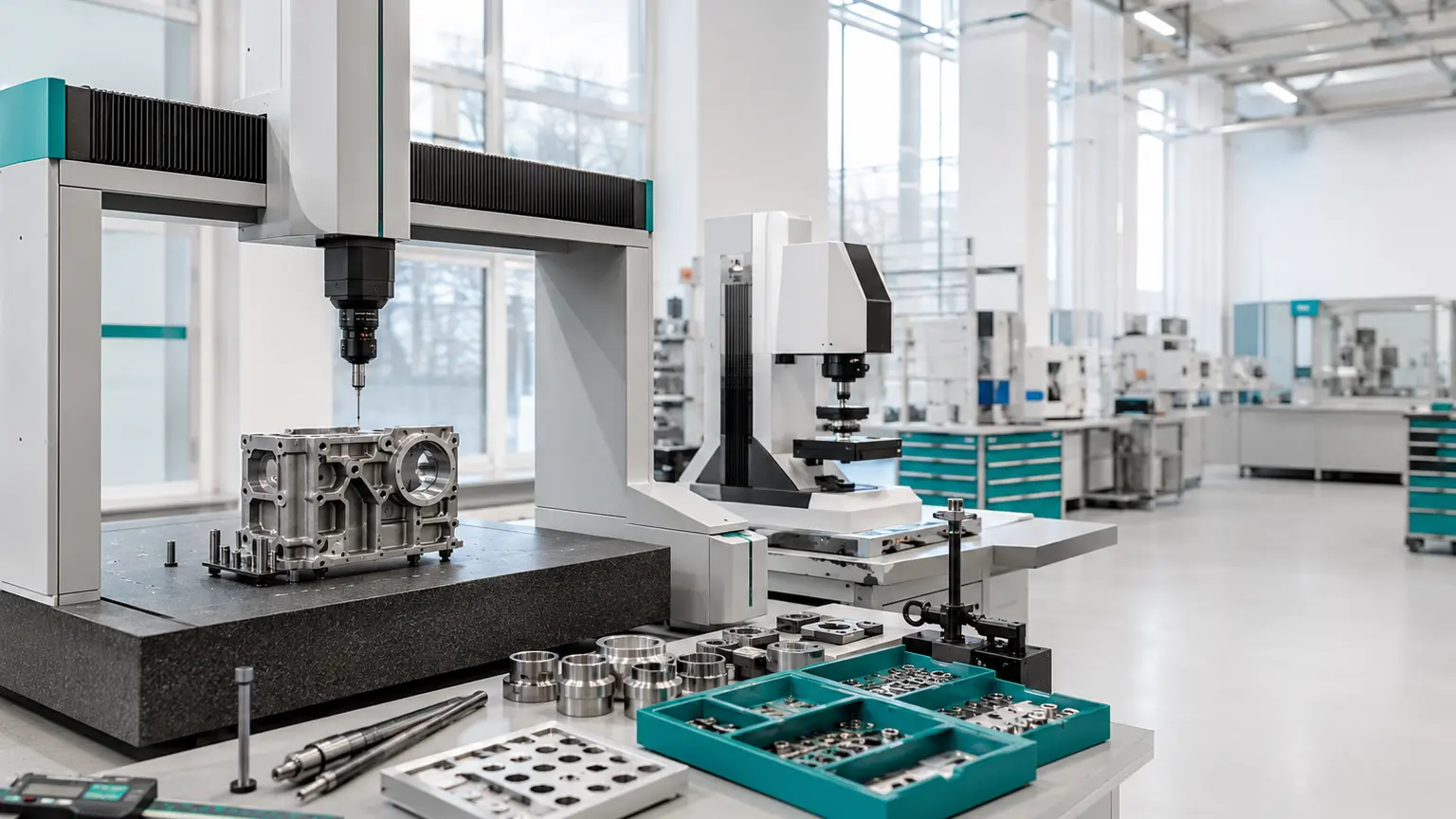 Quality inspector checking manufactured components