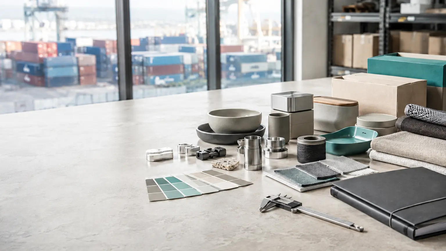 Product samples and sourcing materials prepared for supplier evaluation